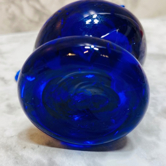 Blue Chicken Rooster Of Happiness Glass Cobalt Blue Figurine Un-Marked - Picture 7 of 8